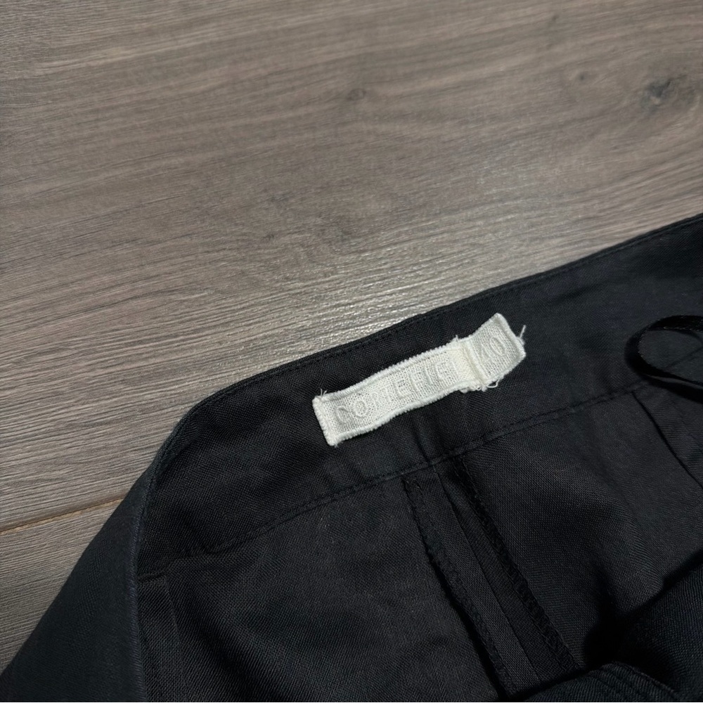 Cortefiel Black Linen Pants%100 LINEN with White Floral Embroidery-BRAND NEW - Picture 5 of 8